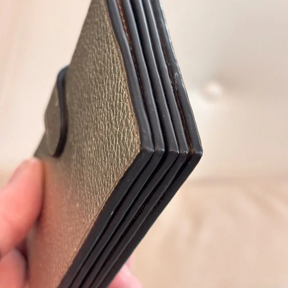 COACH Champagne Metallic Pebbled Leather Accordion Card Case - Picture 6 of 12